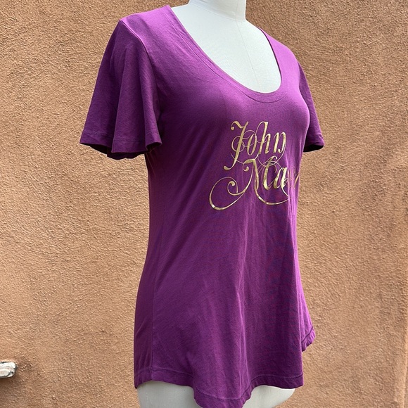 JOHN MAYER Exclusive Fan Club Tee A-Line T-Shirt Gold Cursive Flutter Sleeves - Picture 5 of 7